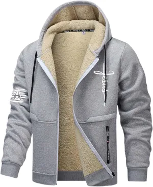 Hoodies for Men Heavyweight Fleece Lined Hoodie Thick Winter Pullover Warm Hooded Sweatshirt Thermal Windproof Jacket
