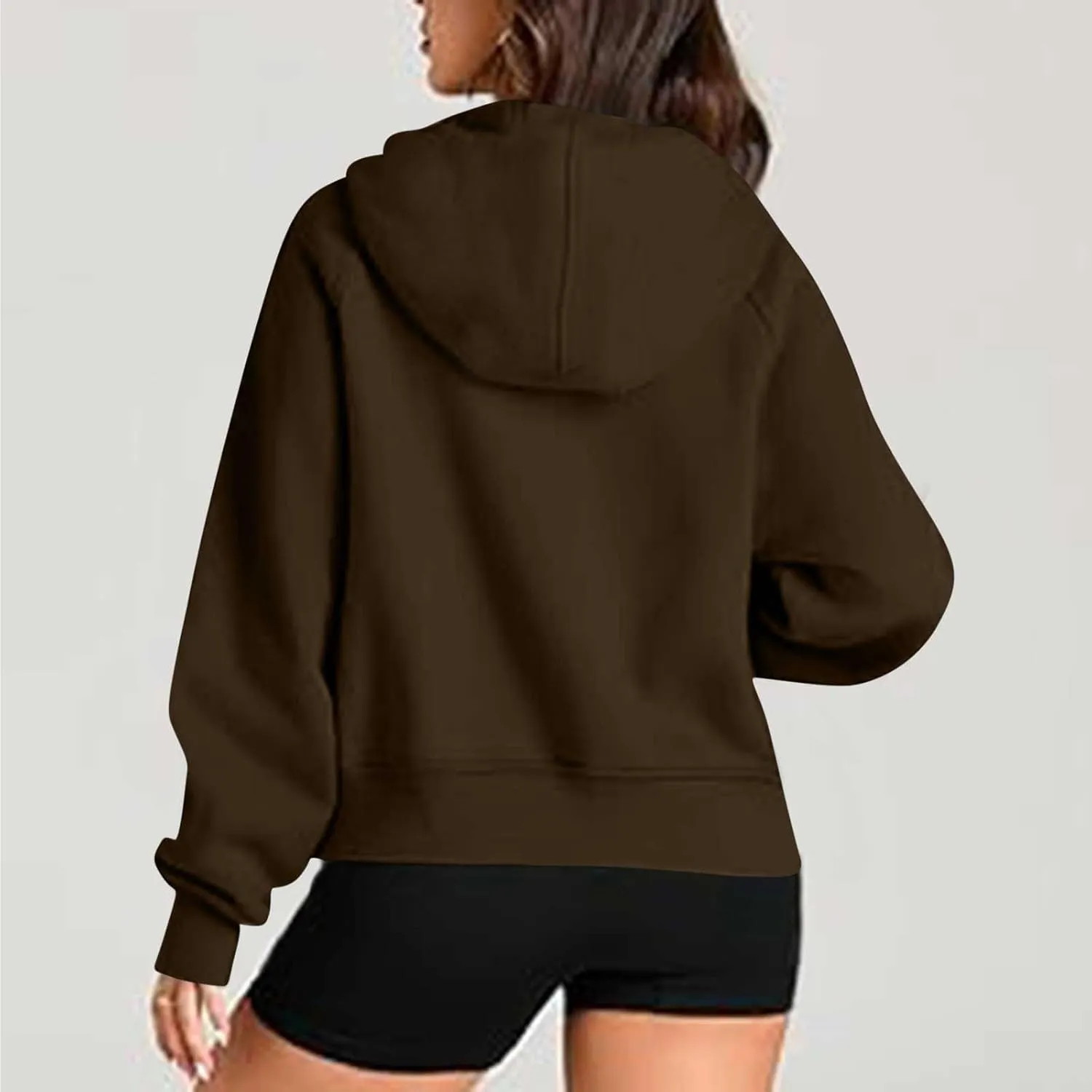 Hoodies for Teen Girls Half Zip Crop Sweatshirt Drawstring Pullover Going Out Cute Fashion Dating Shirts Thumb Hole