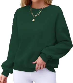 Hount Women's Crew Neck Sweatshirt Oversized Pullover Casual Fleece Long Sleeve Loose Fit Top Shirt Fashion 2024 Fall Clothes
