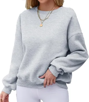 Hount Women's Crew Neck Sweatshirt Oversized Pullover Casual Fleece Long Sleeve Loose Fit Top Shirt Fashion 2024 Fall Clothes