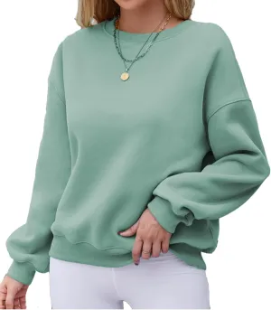 Hount Women's Crew Neck Sweatshirt Oversized Pullover Casual Fleece Long Sleeve Loose Fit Top Shirt Fashion 2024 Fall Clothes