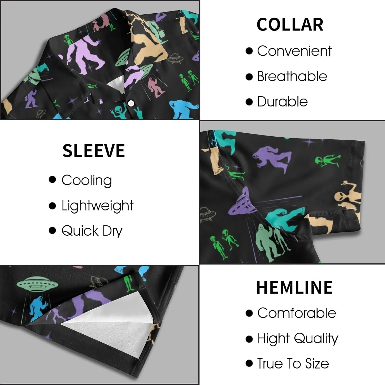 HUGLAZY Bigfoot Hawaiian Shirt for Men Bigfoot Christmas Shirts Button Down Short Sleeve Funny Party Outfit