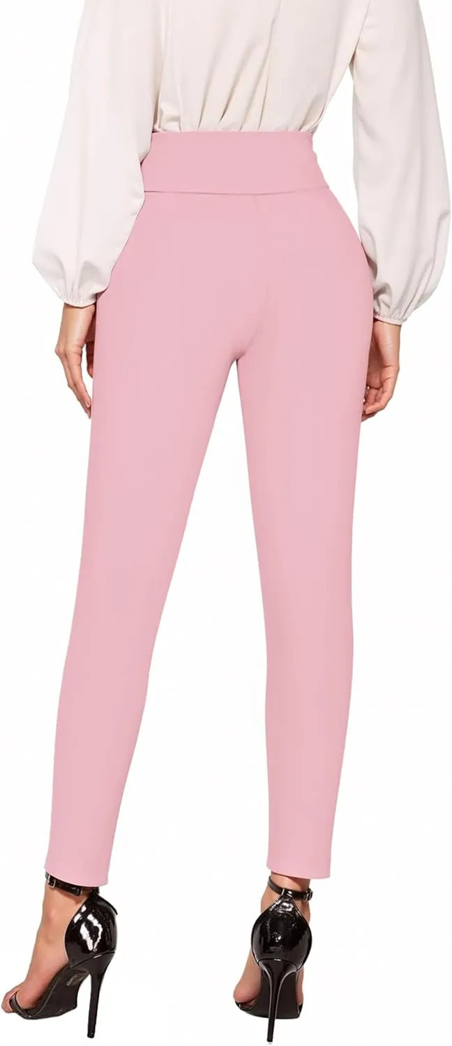 Hybrid & Company Women Stretch Skinny Dress Pants Nylon Ponte Pull On Office Leggings Trousers