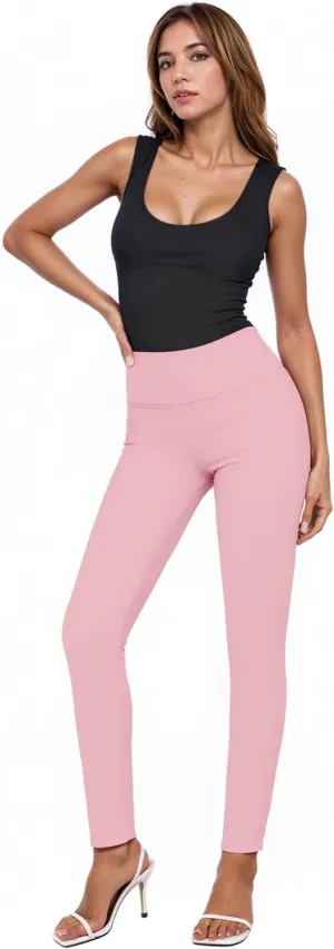 Hybrid & Company Women Stretch Skinny Dress Pants Nylon Ponte Pull On Office Leggings Trousers