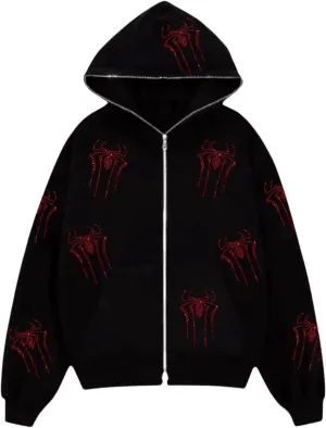 ICNGLKSND Women Zip Up Hoodie Sweatshirt Solid Color Oversized Casual Coat Fall Goth Jacket Streetwear