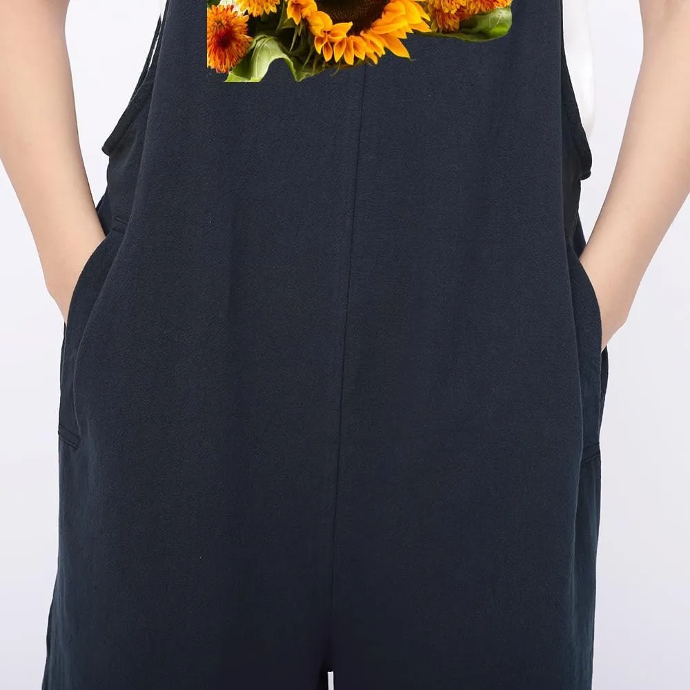 IMAYONDIA Women's Jumpsuits Casual Long Rompers Wide Leg Baggy Bibs Overalls Pants S-5XL