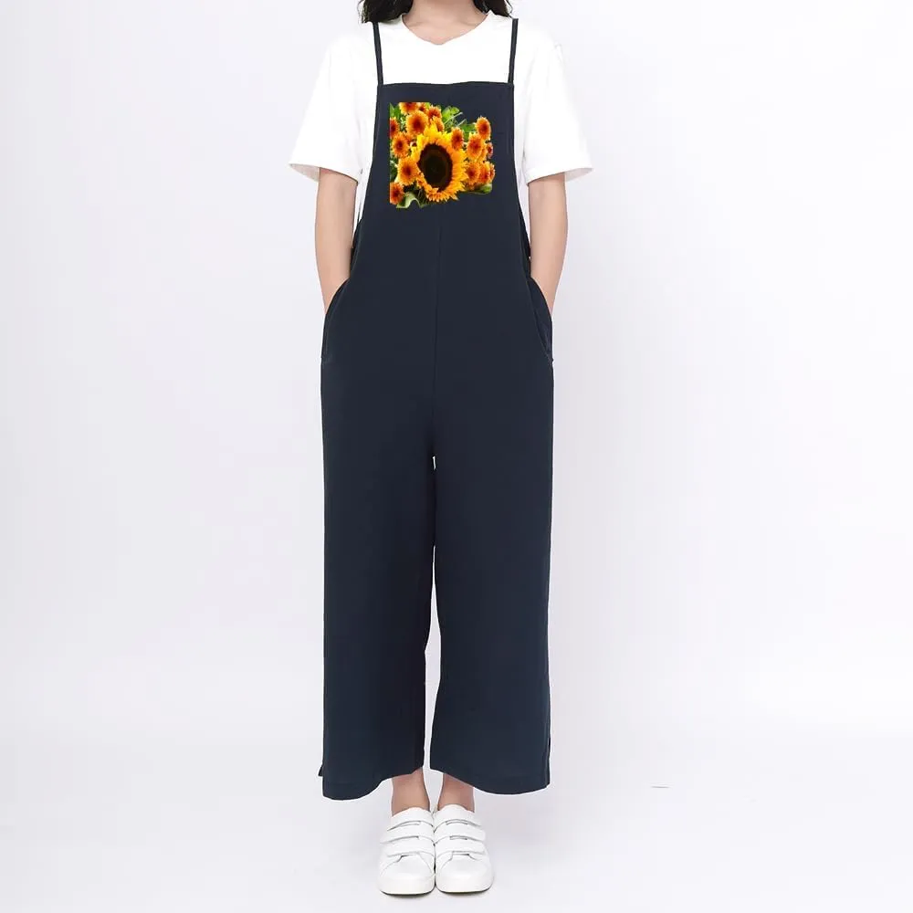 IMAYONDIA Women's Jumpsuits Casual Long Rompers Wide Leg Baggy Bibs Overalls Pants S-5XL