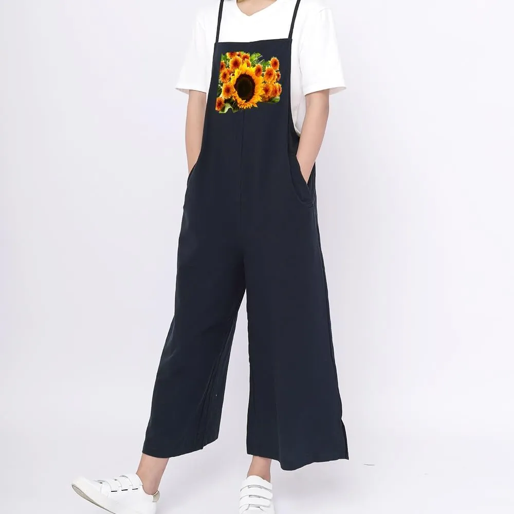 IMAYONDIA Women's Jumpsuits Casual Long Rompers Wide Leg Baggy Bibs Overalls Pants S-5XL