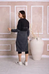 Imported Front Open Charcoal Grey & Black Cozy Belted Cardigan Sweater - (CGN65)