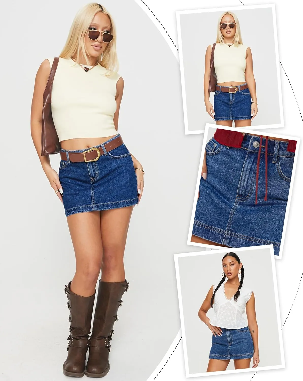 IWD Jean Skorts for Woman 2025 Trendy High Waisted Y2k Mini Skirt Stretchy Denim Shorts Skort Country Concert Outfits