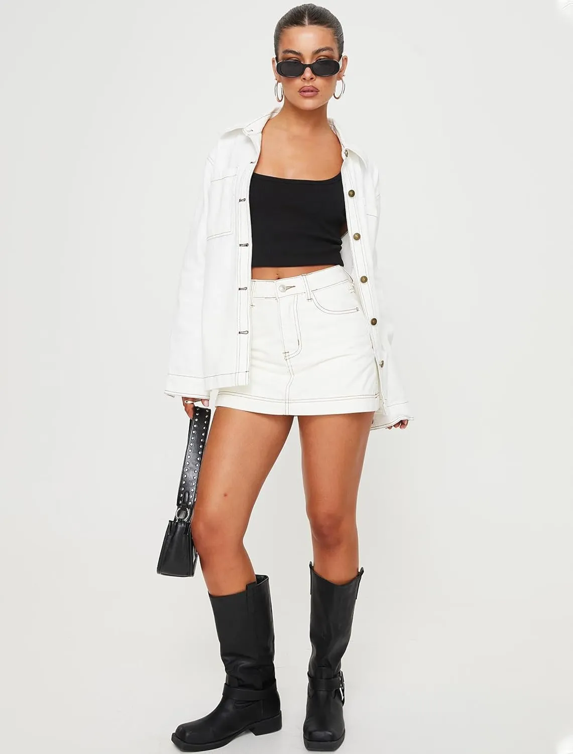IWD Jean Skorts for Woman 2025 Trendy High Waisted Y2k Mini Skirt Stretchy Denim Shorts Skort Country Concert Outfits