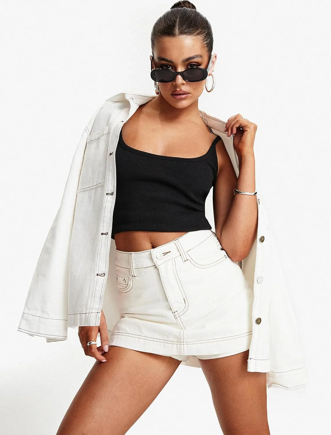 IWD Jean Skorts for Woman 2025 Trendy High Waisted Y2k Mini Skirt Stretchy Denim Shorts Skort Country Concert Outfits