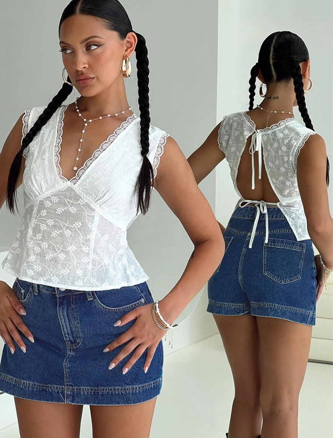 IWD Jean Skorts for Woman 2025 Trendy High Waisted Y2k Mini Skirt Stretchy Denim Shorts Skort Country Concert Outfits