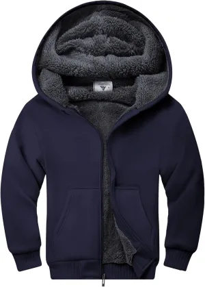 JACKETOWN Hoodie for Boys Fleece Jacket Zip Up Sherpa Lined Hooded Sweatshirts with Two Pockets 6-15 Years Old