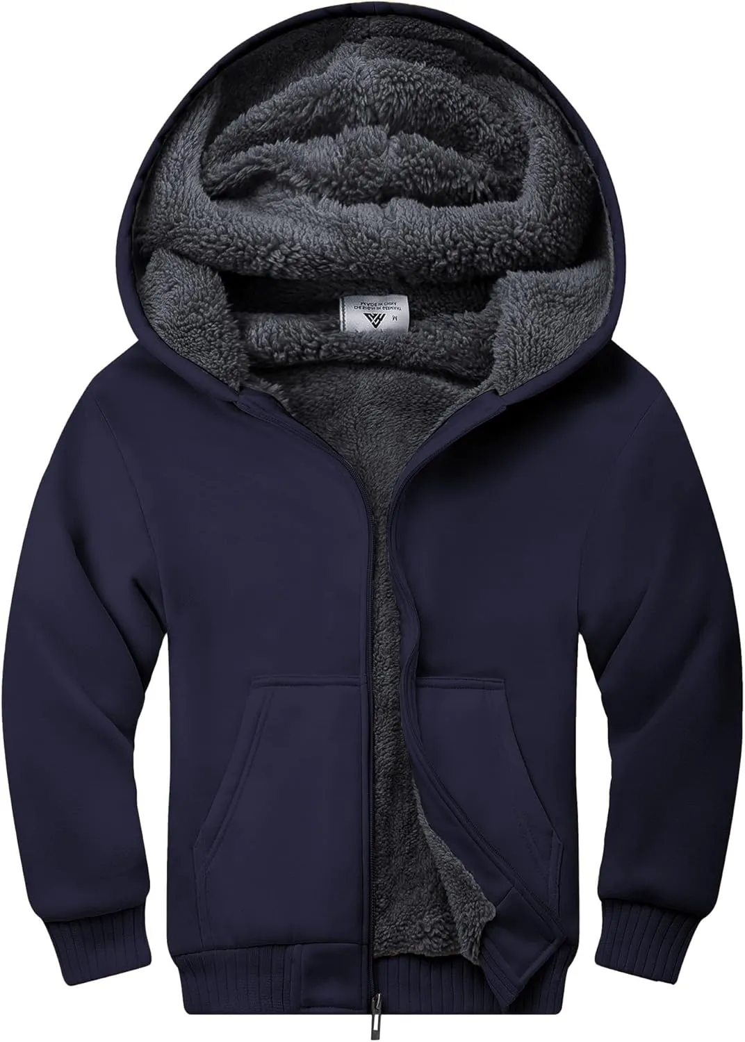 JACKETOWN Hoodie for Boys Fleece Jacket Zip Up Sherpa Lined Hooded Sweatshirts with Two Pockets 6-15 Years Old
