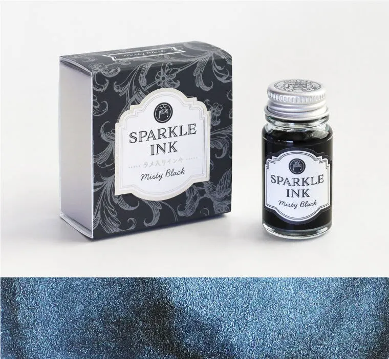 Japan Teranishi Kagaku Guitar MISTY BLACK SPARKLE Ink Fountain Pen Ink Dip Pen Ink Painting Ink Writing Ink, Glitter Ink Sparkle Ink | 12mL