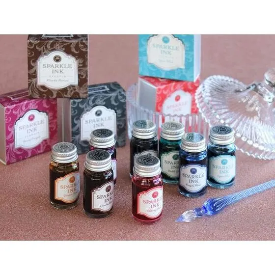 Japan Teranishi Kagaku Guitar MOCHA BROWN SPARKLE Ink Fountain Pen Ink Dip Pen Ink Painting Ink Writing Ink, Glitter Ink Sparkle Ink | 12mL