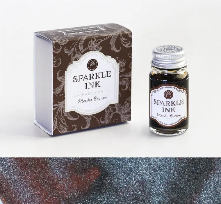 Japan Teranishi Kagaku Guitar MOCHA BROWN SPARKLE Ink Fountain Pen Ink Dip Pen Ink Painting Ink Writing Ink, Glitter Ink Sparkle Ink | 12mL