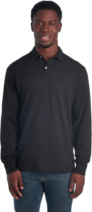 Jerzees Men's Long Sleeve Polo Shirts, Cotton Blend, Two Button Closure, Regular Fit, Sizes S-2x