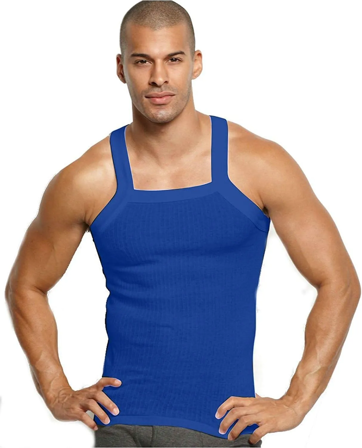 John Son Super Heavy Weight Square Cut Tank Top - 3 Pack (1XL, Royal Blue)