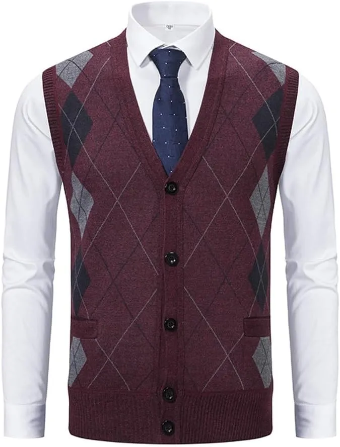 JSEIAJB Casual Vest Vest Vest, Middle-Aged Camisole, Dad's V-Neck Diamond Vest(X-Large)