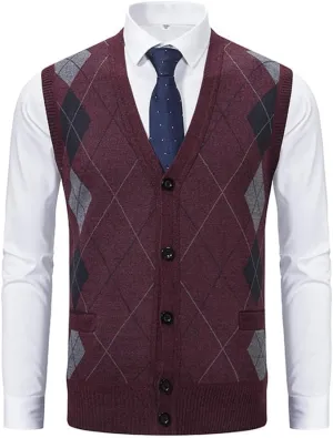 JSEIAJB Casual Vest Vest Vest, Middle-Aged Camisole, Dad's V-Neck Diamond Vest(X-Large)