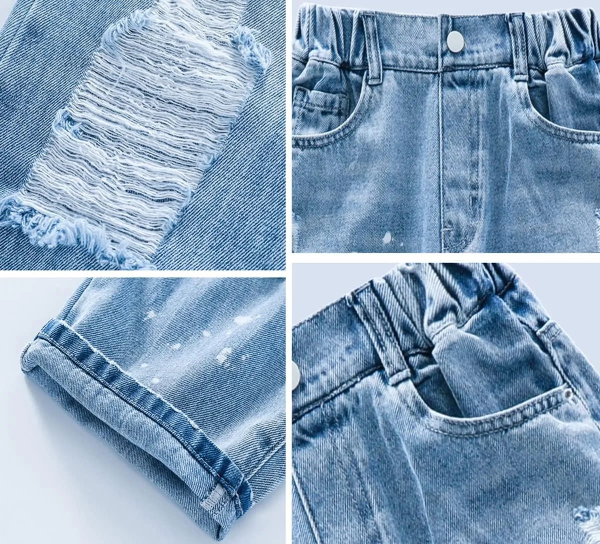 Kids Girls' Casual Wide Leg Baggy Ripped Jeans Cool Loose Fit Distressed Denim Pants Size 5-14 Years