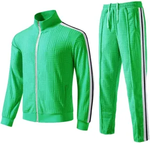 KISSQIQI Men's 2 Pieces Full Zip Tracksuits Golden Velvet Casual Outfits Thickening Sport Suits Jacket & Pants Fitness Tracksuit Sets