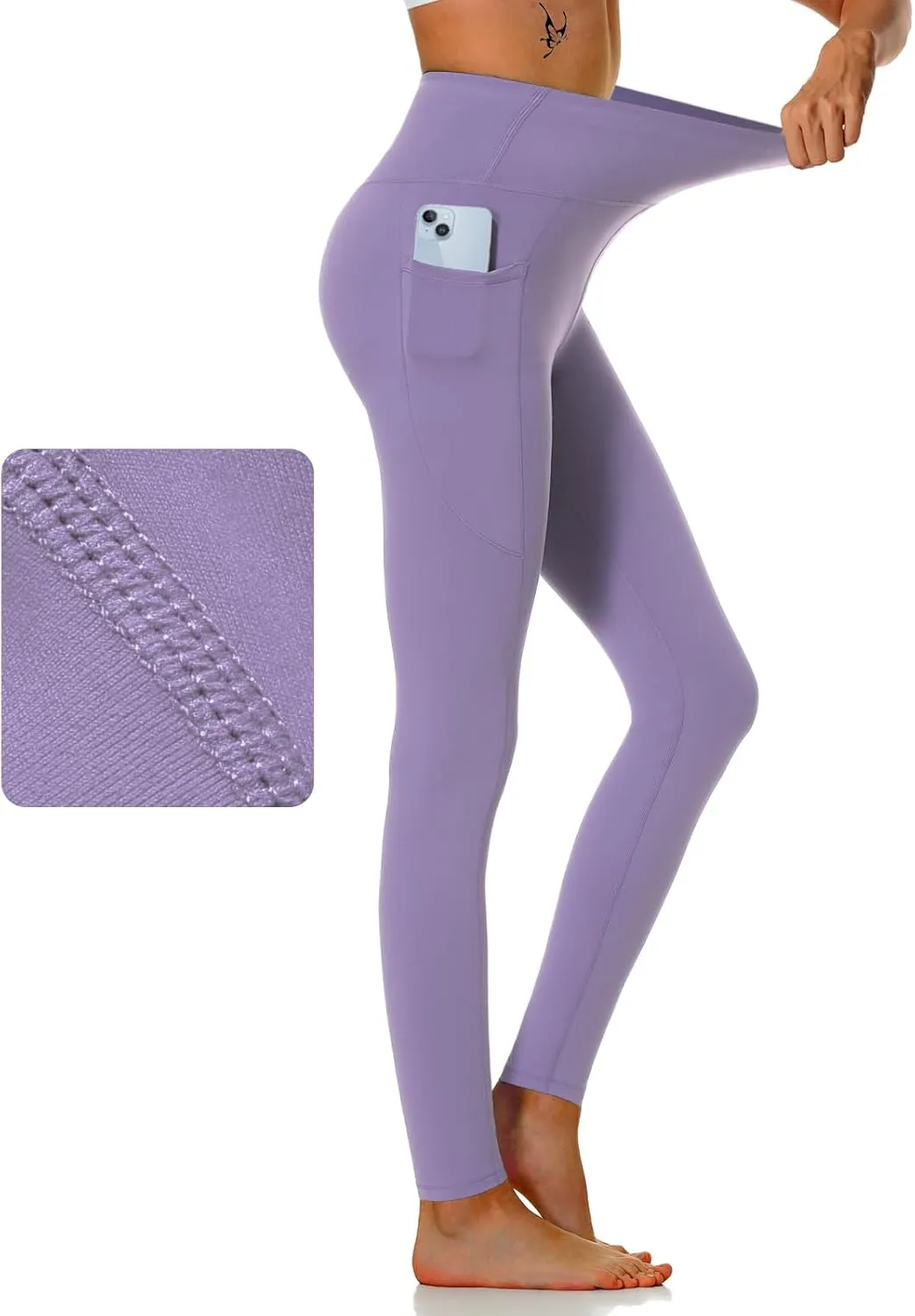 KOWBEAR Womens Yoga Leggings 4-Way Stretch High Waisted Tummy Control Pant with Pocket Workout Athletic Gym Casual Pants