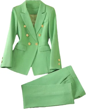 Ladies Winter Slim Fit Work Wear Pant Suit Women Button Formal Jacket Blazer and Trouser 2 Piece Set