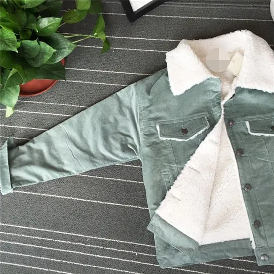 Lambs wool Coat spring women basic coats lambs wool corduroy jacket
