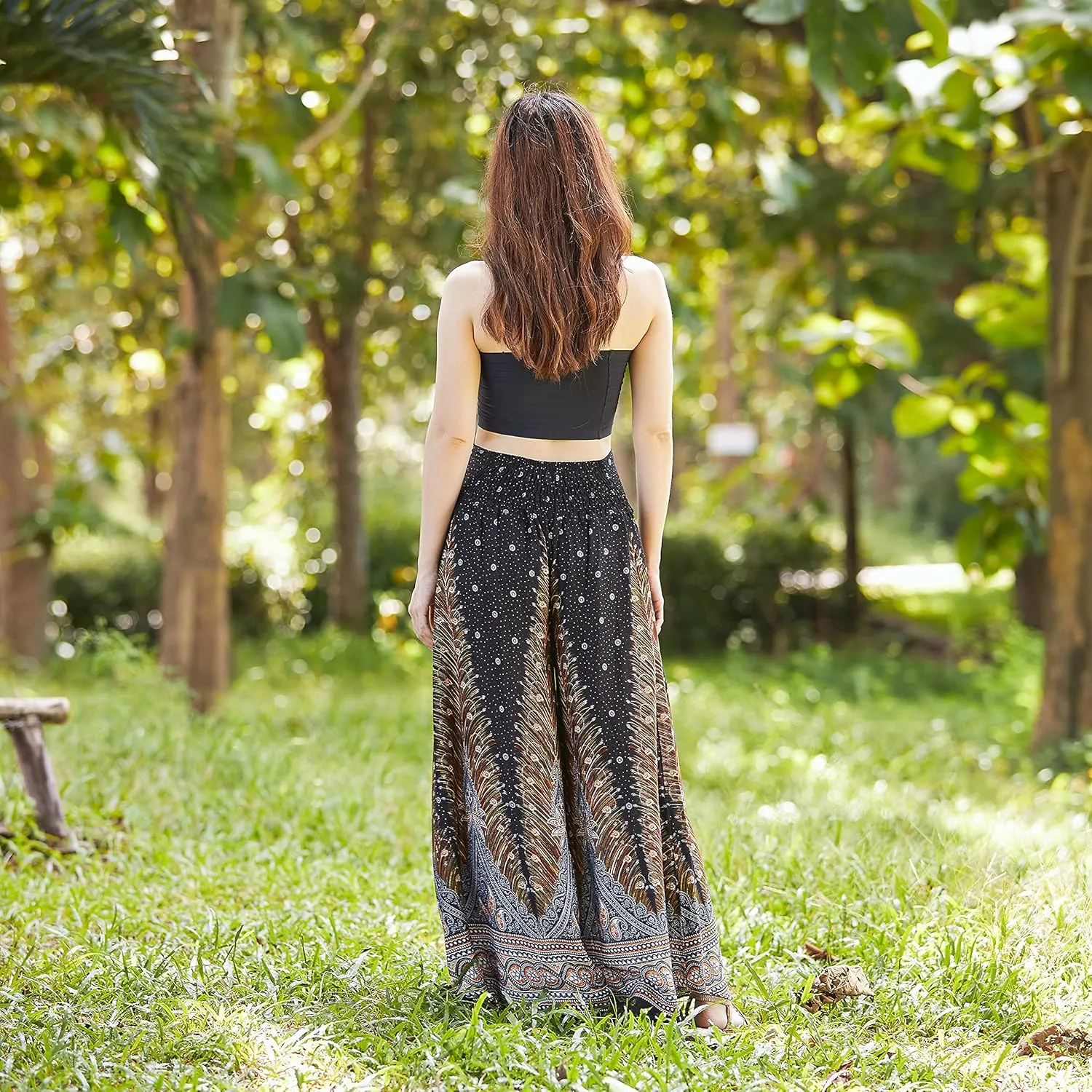 Lannaclothesdesign Palazzo Pants for Women Wide Leg Boho Harem Yoga Pants S M L XL Sizes