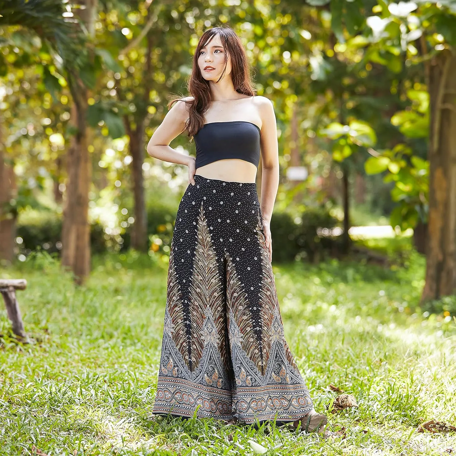 Lannaclothesdesign Palazzo Pants for Women Wide Leg Boho Harem Yoga Pants S M L XL Sizes
