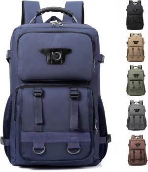 Large Travel Backpack Carry,Camping Hiking Backpack,Water Resistant Outdoor Daypack Travel Bag for Climbing Skiing(Blue)