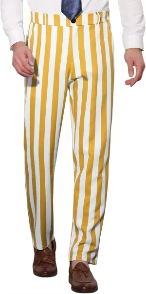 Lars Amadeus Striped Dress Pants for Men's Big & Tall Flat Front Business Trousers