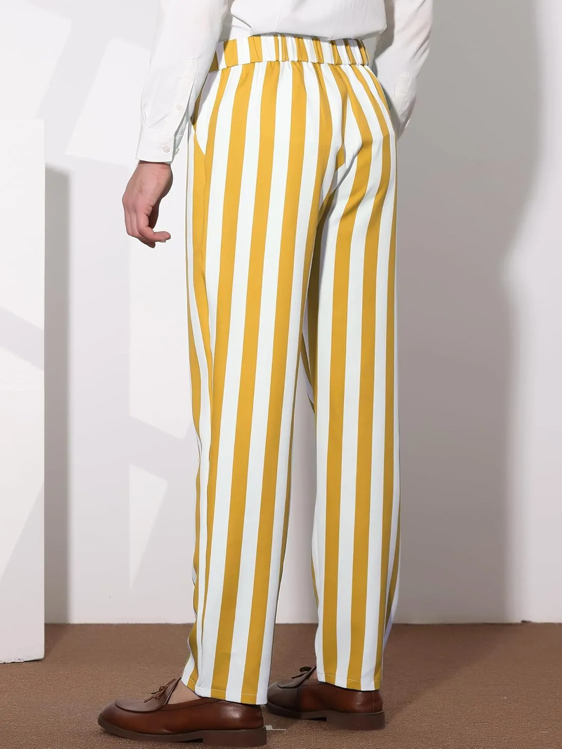 Lars Amadeus Striped Dress Pants for Men's Big & Tall Flat Front Business Trousers