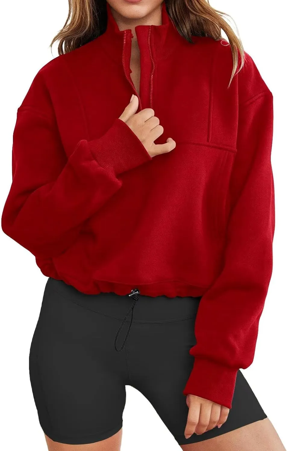 LEEDYA Womens Long Sleeve Half Zip Sweatshirts Oversized Casual Pullover Tops Fall Fashion Outfits 2025 Y2k Clothes
