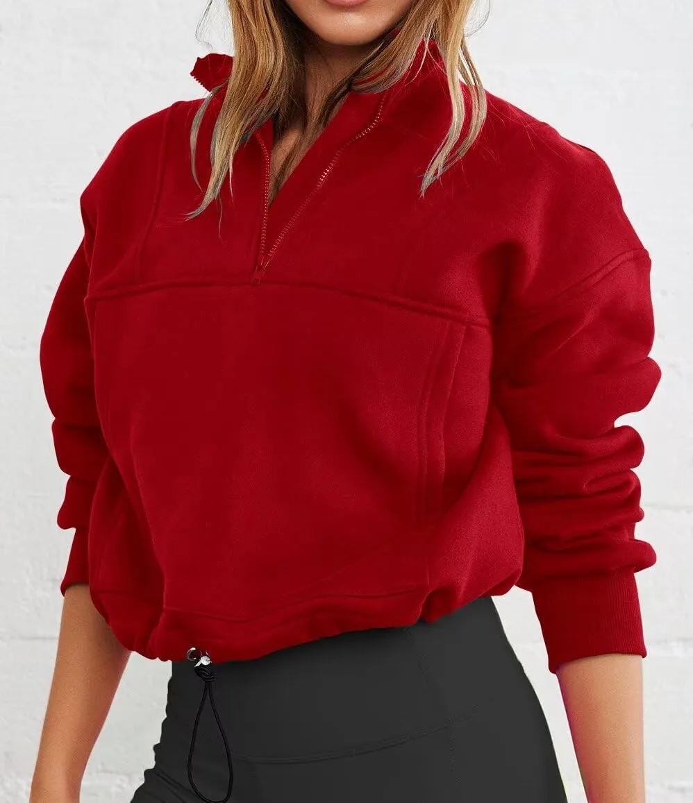 LEEDYA Womens Long Sleeve Half Zip Sweatshirts Oversized Casual Pullover Tops Fall Fashion Outfits 2025 Y2k Clothes