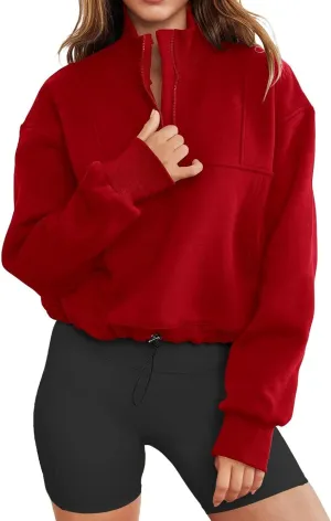 LEEDYA Womens Long Sleeve Half Zip Sweatshirts Oversized Casual Pullover Tops Fall Fashion Outfits 2025 Y2k Clothes