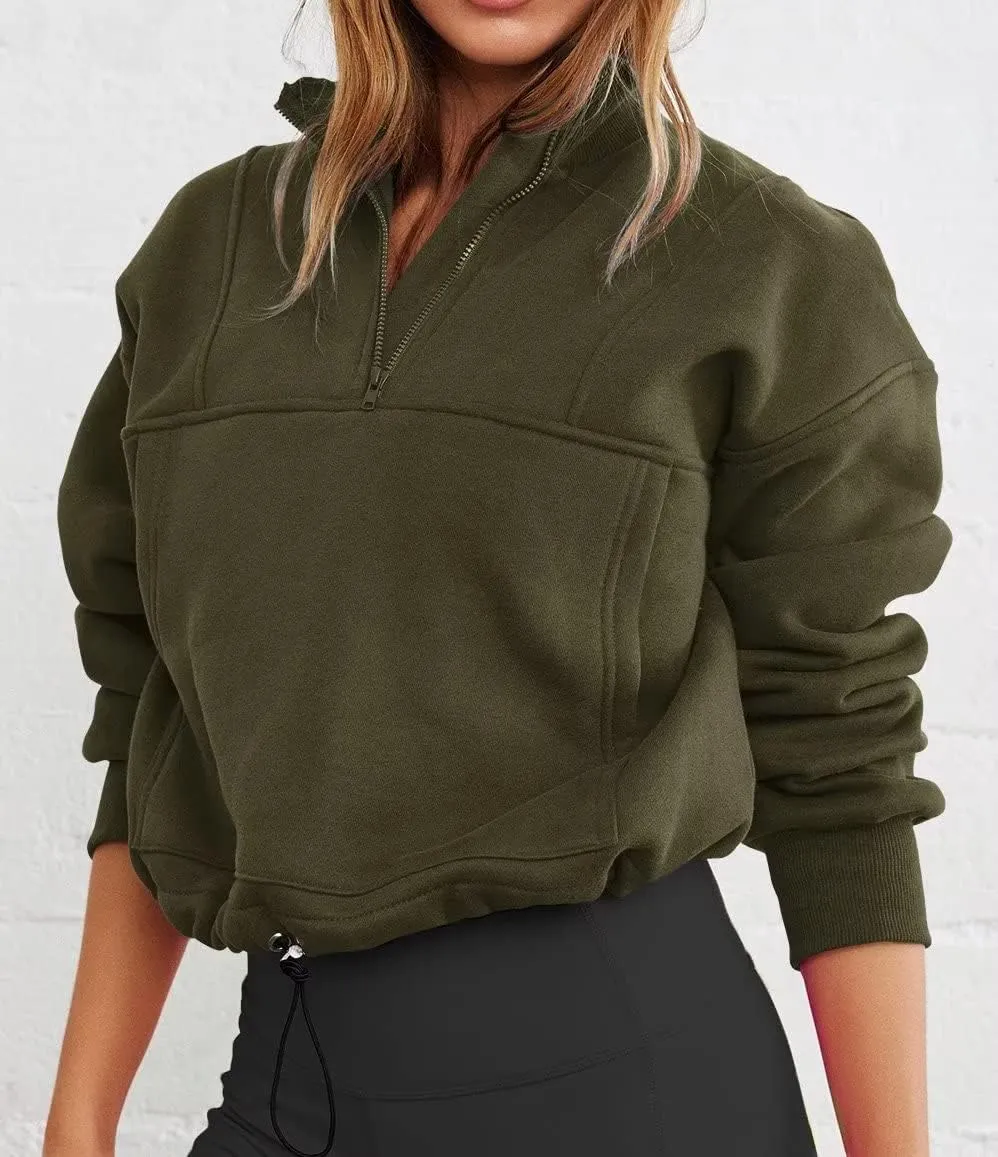 LEEDYA Womens Long Sleeve Half Zip Sweatshirts Oversized Casual Pullover Tops Fall Fashion Outfits 2025 Y2k Clothes