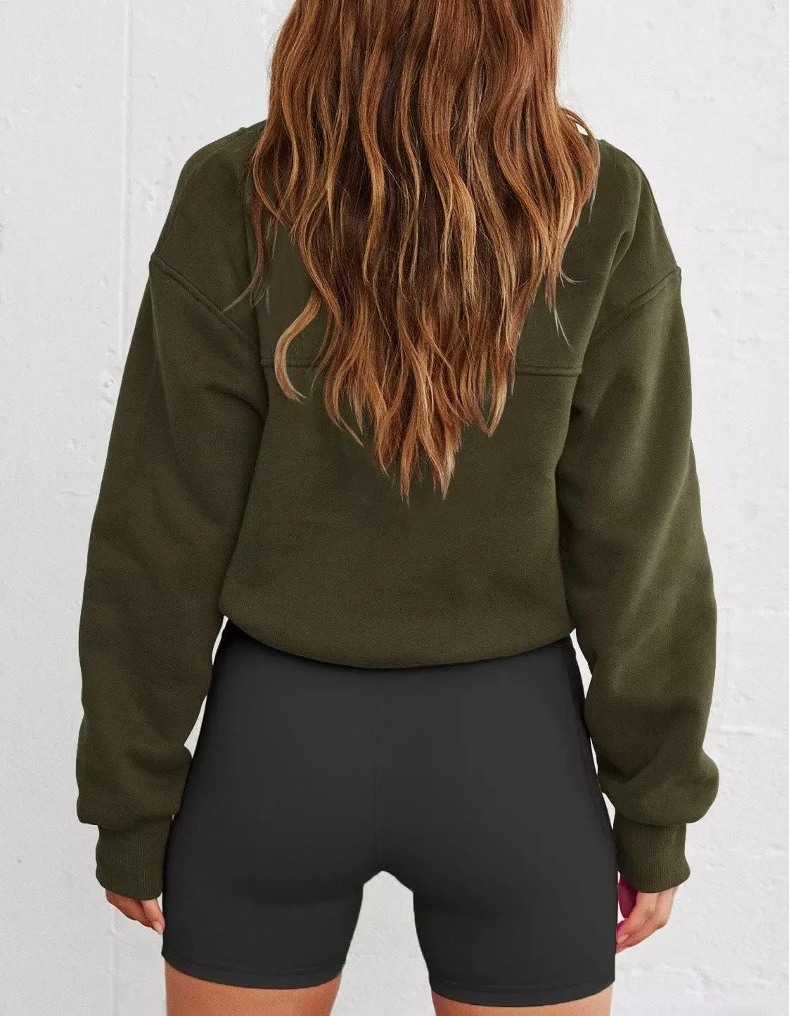 LEEDYA Womens Long Sleeve Half Zip Sweatshirts Oversized Casual Pullover Tops Fall Fashion Outfits 2025 Y2k Clothes