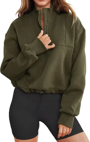 LEEDYA Womens Long Sleeve Half Zip Sweatshirts Oversized Casual Pullover Tops Fall Fashion Outfits 2025 Y2k Clothes