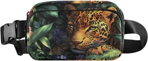 Leopard in Jungle Fanny Pack Water Resistant, Women Men Waist Pack Sling Bag Purse for Travel Hiking