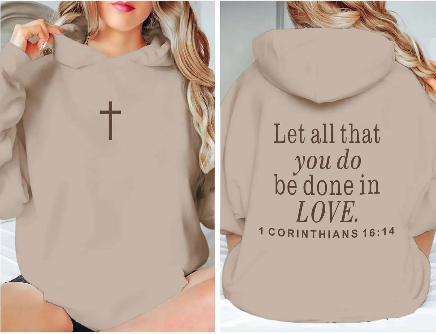 Let All That You Do Be Done in Love Hoodie for Women Christian Faith Sweatshirt Bible Verse Religious Pullover Tops