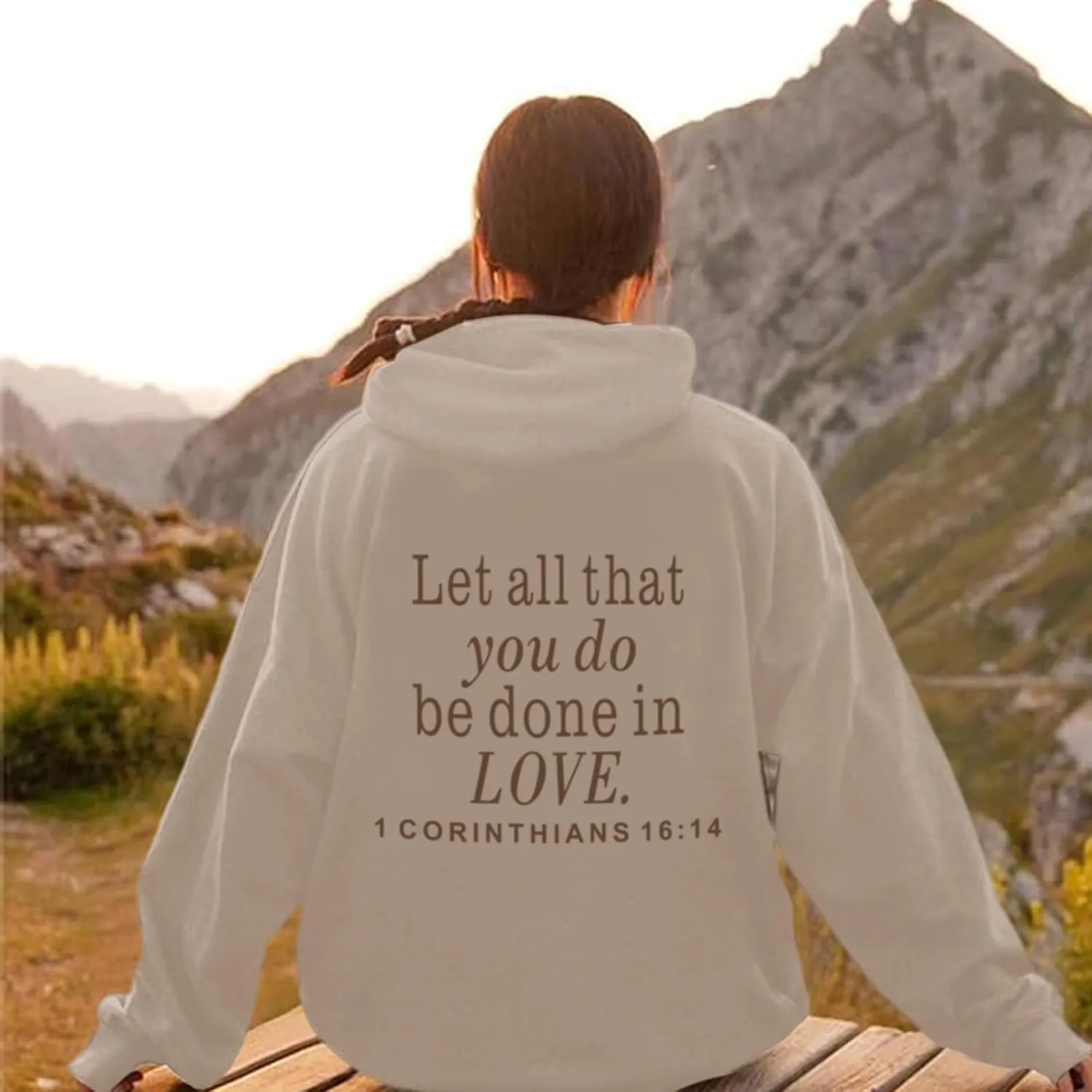 Let All That You Do Be Done in Love Hoodie for Women Christian Faith Sweatshirt Bible Verse Religious Pullover Tops