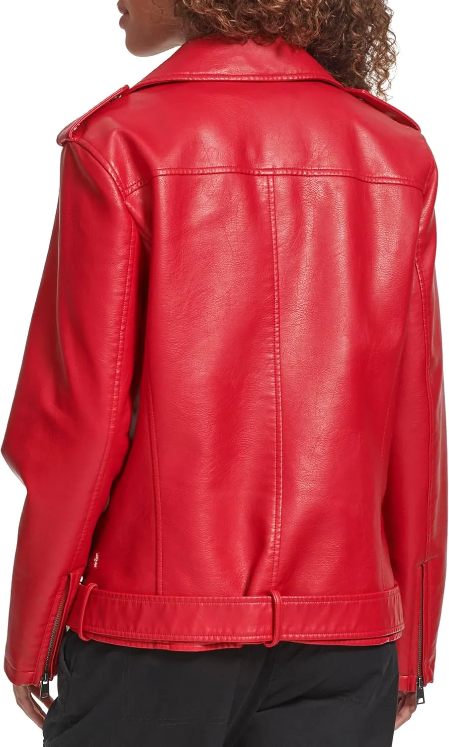 Levi's womens Oversized Faux Leather Belted Motorcycle Jacket (Standard & Plus Sizes)