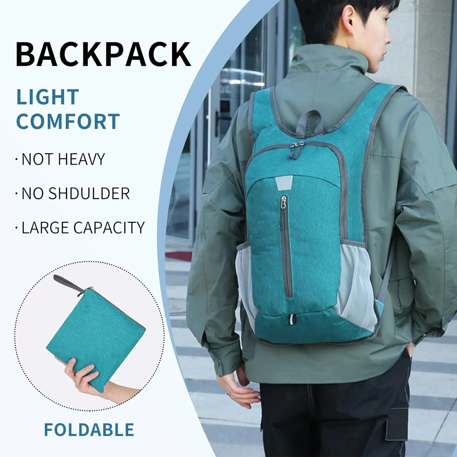 Lightweight Hiking Backpack,Water Resistant Foldable Small Packable Daypack for Women and Men Travel Camping Outdoor. (Green)