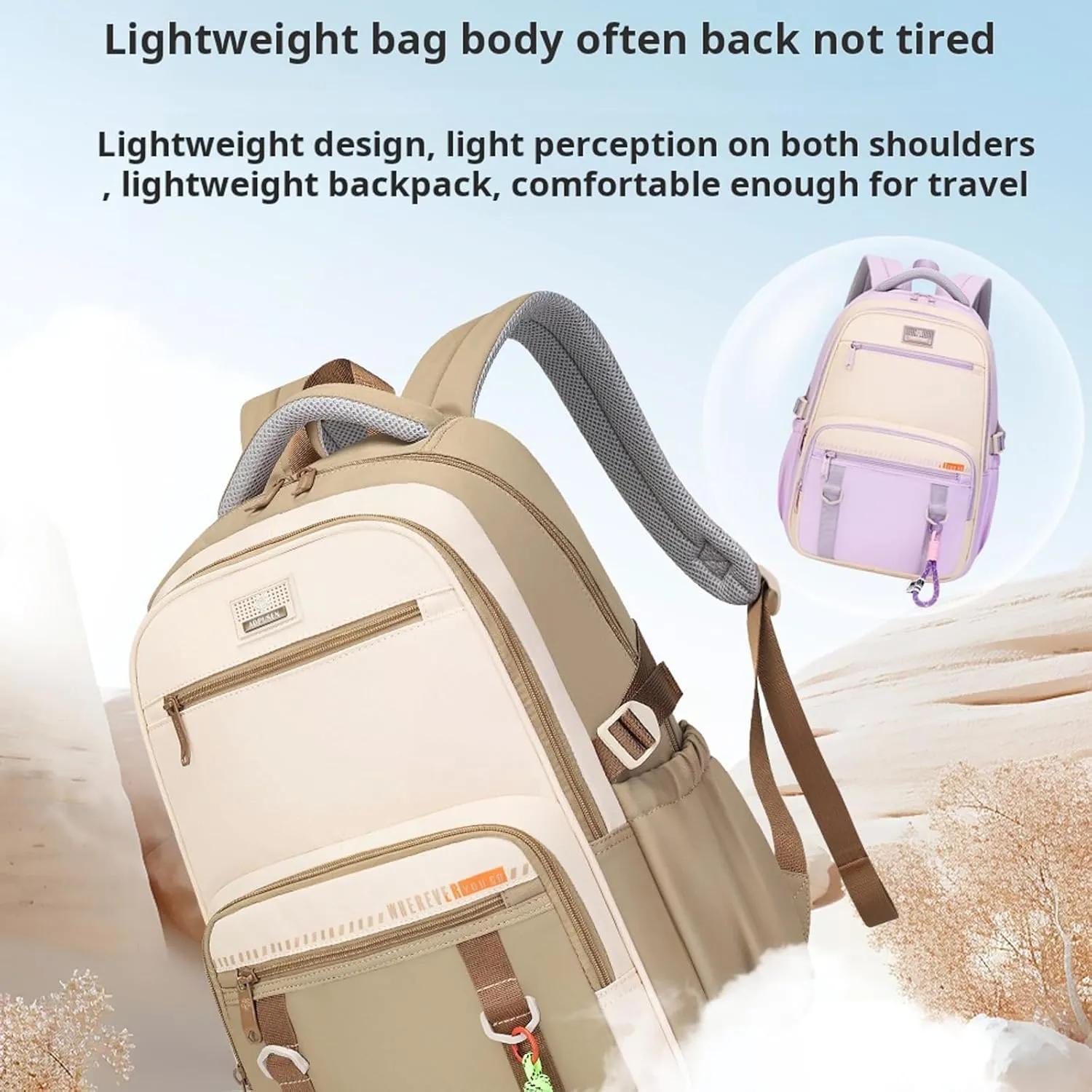 Lightweight Travel Backpack for Men and Women, Water Resistant Casual Daypack with Large Capacity and Multiple Compartments