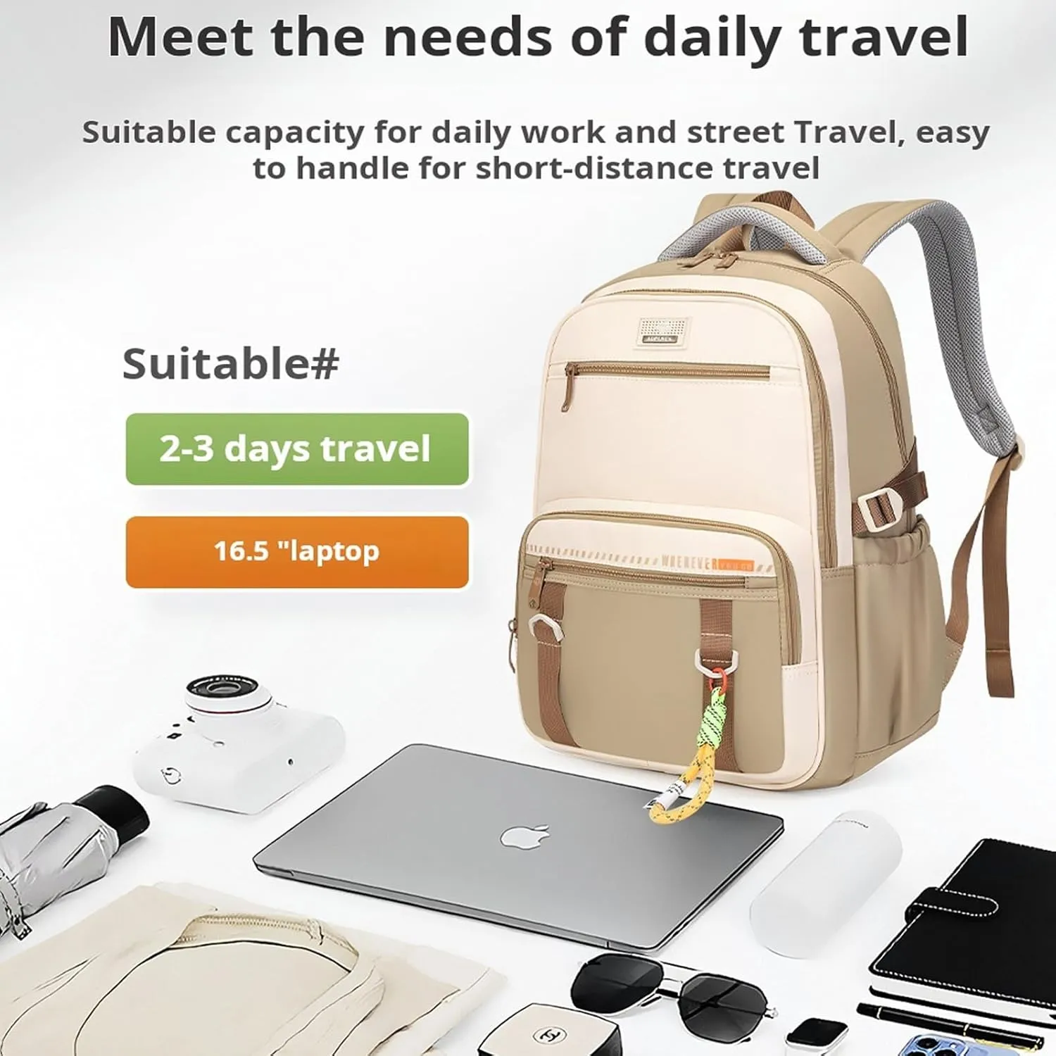 Lightweight Travel Backpack for Men and Women, Water Resistant Casual Daypack with Large Capacity and Multiple Compartments