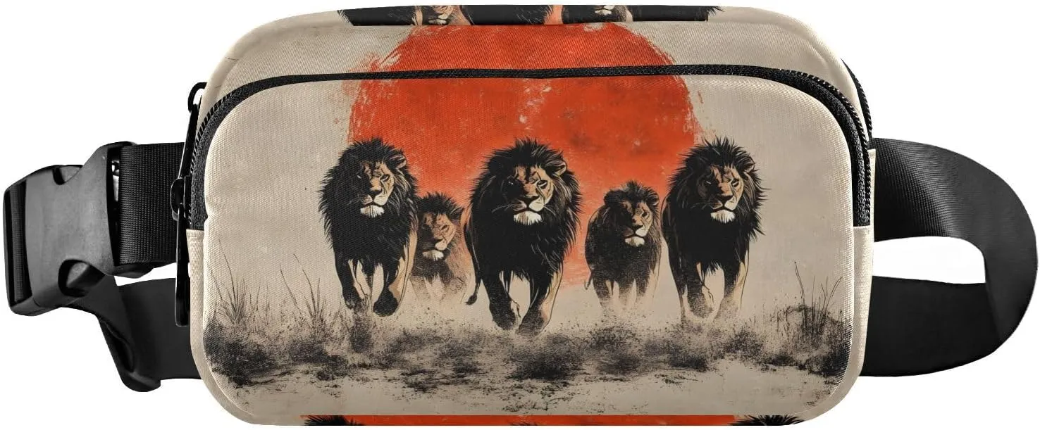 Lion Pack Fanny Pack Water Resistant, Women Men Waist Pack Sling Bag Purse for Travel Hiking